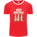 Christmas Meercats Wearing Xmas Hats Mens Ringer T-Shirt FotL Red/White