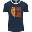 Christian Lion Quote Christianity Religion Mens Ringer T-Shirt FotL Navy Blue/White