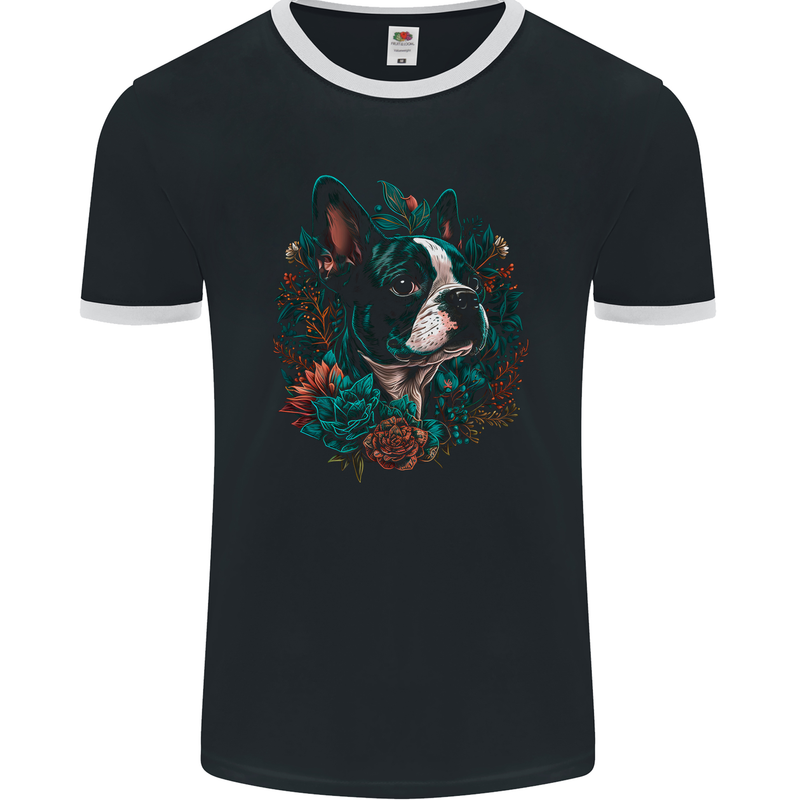 A Boston Terrier Dog Mens Ringer T-Shirt FotL Black/White