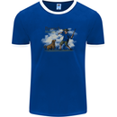 Branch Manager Funny Dog Walking Dad Mens Ringer T-Shirt Royal Blue/White