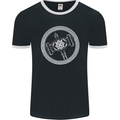 Thor Hammer in a Viking Circle White Print Mens Ringer T-Shirt FotL Black/White
