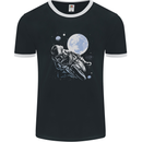 Biker Astronaut Space Motorbike Motorcycle Mens Ringer T-Shirt FotL Black/White