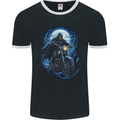 Skull Biker Motorcycle Motorbike Grim Reaper 15 Mens Ringer T-Shirt FotL Black/White