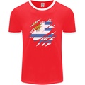 Torn Uruguay Flag Uruguayan Day Football Mens Ringer T-Shirt FotL Red/White