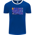 Galaxy Infographic Space Technology Planets Mens Ringer T-Shirt FotL Royal Blue/White