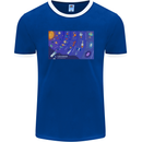 Galaxy Infographic Space Technology Planets Mens Ringer T-Shirt FotL Royal Blue/White