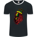 A Roaring Jamaican Lion Reggae Music Jamaica Mens Ringer T-Shirt FotL Black/White