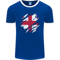 Torn Georgia Flag Georgian Day Football Mens Ringer T-Shirt FotL Royal Blue/White