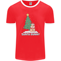 Santa Bunny Rabbit Christmas Xmas Mens Ringer T-Shirt FotL Red/White