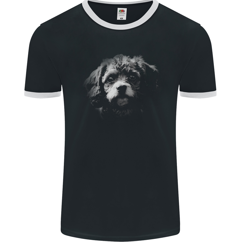 Cavapoo Dog Mens Ringer T-Shirt FotL Black/White