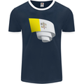 Curled Vatican Flag Mens Ringer T-Shirt FotL Navy Blue/White