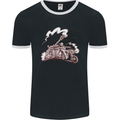 An Army Biker With Tank Skull Motorcycle Mens Ringer T-Shirt FotL Black/White