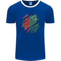 Torn Turkmenistan Flag The Turkmen Day Football Mens Ringer T-Shirt FotL Royal Blue/White