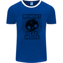 Monday Dead Inside Skull Work Mens Ringer T-Shirt Royal Blue/White