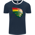 Curled Ghana Flag Ghanaian Day Football Mens Ringer T-Shirt FotL Navy Blue/White