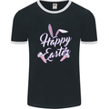 Happy Easter Cool Rabbit Ears and Feet Mens Ringer T-Shirt FotL Black/White