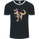 Pirate T-Rex Funny Dinosaur Mens Ringer T-Shirt FotL Black/White