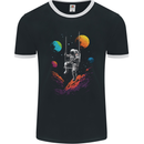 Cosmic Swing Fantasy Astronaut in Space Planets Mens Ringer T-Shirt FotL Black/White