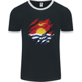 Torn Kiribati Flag Day Football Mens Ringer T-Shirt FotL Black/White