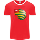 Curled Togo Flag Togolese Day Football Mens Ringer T-Shirt FotL Red/White