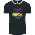 Torn Mauritius Flag Mauritians Day Football Mens Ringer T-Shirt FotL Black/White