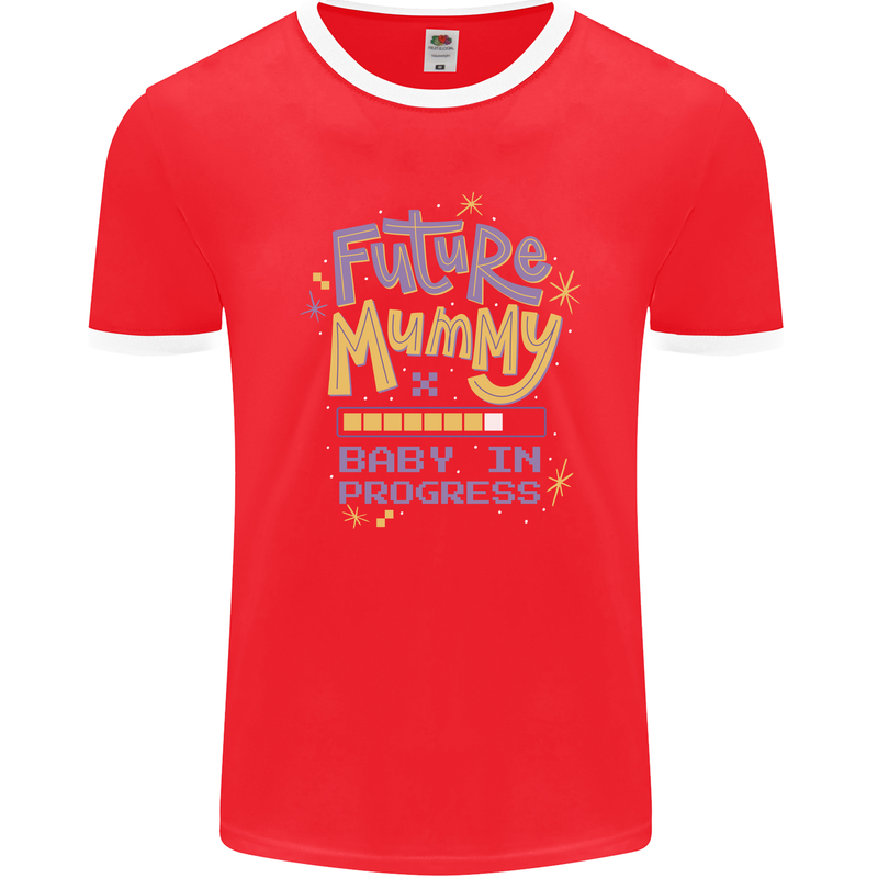 Future Mummy New Baby in Progress Pregnancy Mens Ringer T-Shirt FotL Red/White