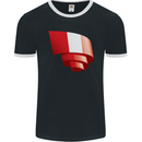 Curled Peru Flag Peruvian Day Football Mens Ringer T-Shirt FotL Black/White
