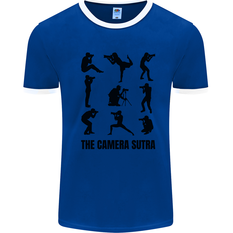 Camera Sutra Funny Photographer Photography Mens Ringer T-Shirt Royal Blue/White