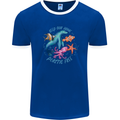 Plastic Free Climate Change Octopus Ocean Fish Mens Ringer T-Shirt FotL Royal Blue/White