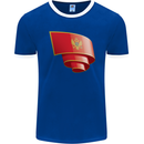Curled Montenegro Flag Montenegrin Day Football Mens Ringer T-Shirt FotL Royal Blue/White