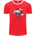 Poland Christmas Skull Xmas Polish Biker Flag Mens Ringer T-Shirt FotL Red/White