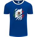 Torn Mexico Flag Mexican Day Football Mens Ringer T-Shirt FotL Royal Blue/White