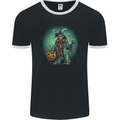 Halloween Skull With a Pumpkin Mens Ringer T-Shirt FotL Black/White