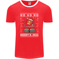 Christmas American Football Xmas Mens Ringer T-Shirt FotL Red/White