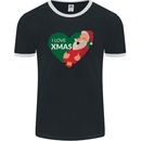 I Love Xmas Santa Claus Christmas Mens Ringer T-Shirt FotL Black/White