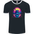 Retrowave Frog in a Sunset Mens Ringer T-Shirt FotL Black/White