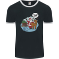 Rude Santa & Rudolf Christmas Funny Xmas Mens Ringer T-Shirt FotL Black/White