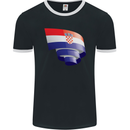 Curled Croatia Flag Croatian Day Football Mens Ringer T-Shirt FotL Black/White