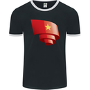 Curled Vietnam Flag Vietnamese Day Football Mens Ringer T-Shirt FotL Black/White
