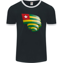 Curled Togo Flag Togolese Day Football Mens Ringer T-Shirt FotL Black/White