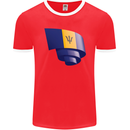 Curled Barbados Flag Barbadians Day Football Mens Ringer T-Shirt FotL Red/White