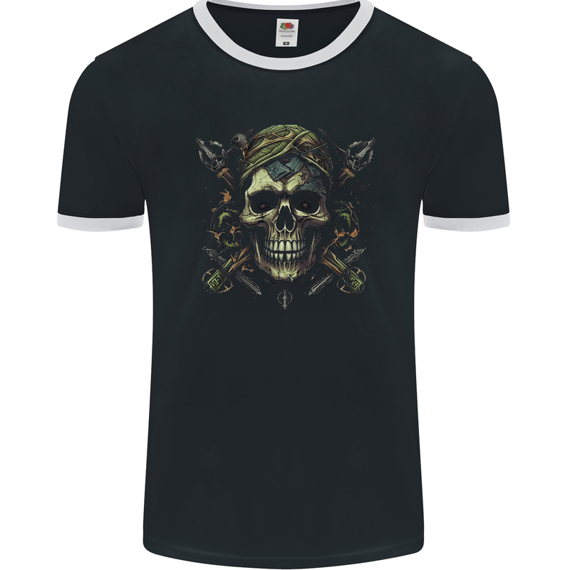 Skull From the Darkness Mens Ringer T-Shirt FotL Black/White