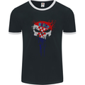 Croatia Skull Gym Training Bodybuilding Mens Ringer T-Shirt FotL Black/White