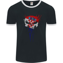 Croatia Skull Gym Training Bodybuilding Mens Ringer T-Shirt FotL Black/White