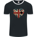 Love British Flag Union Jack Great Britain GB Mens Ringer T-Shirt FotL Black/White