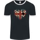 Love British Flag Union Jack Great Britain GB Mens Ringer T-Shirt FotL Black/White