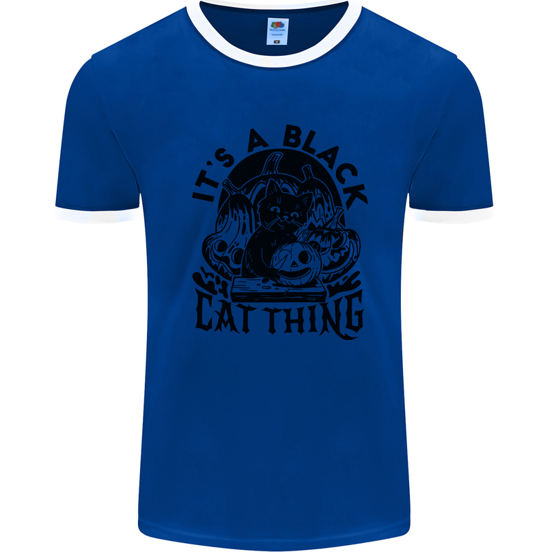 Its a Black Cat Thing Halloween Mens Ringer T-Shirt Royal Blue/White