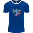 Plastic Free Climate Change Octopus Seal Fish Mens Ringer T-Shirt Royal Blue/White