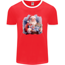 Traditional Santa Christmas Design Xmas Mens Ringer T-Shirt FotL Red/White