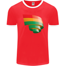 Curled Bolivia Flag Bolivian Day Football Mens Ringer T-Shirt FotL Red/White
